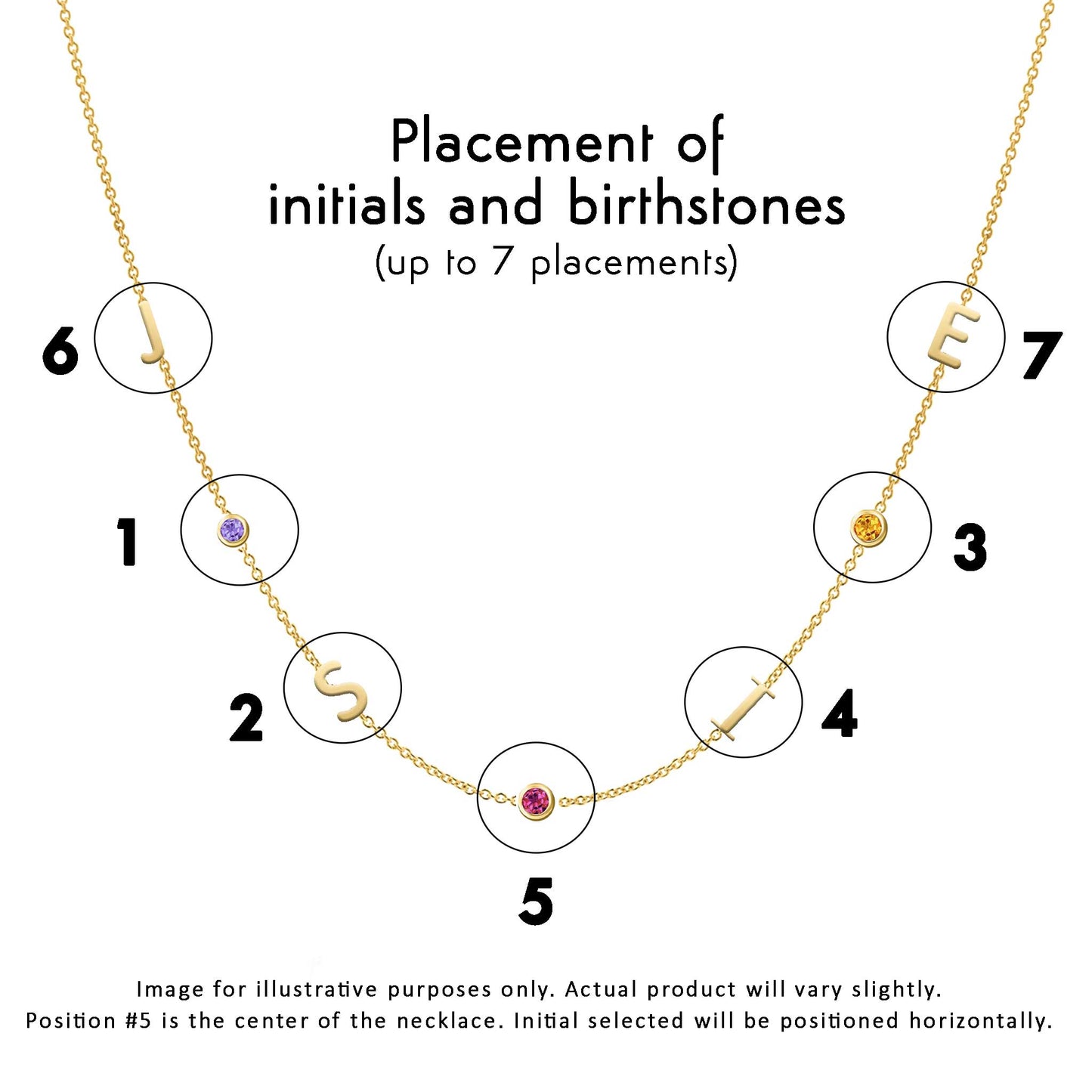 Solid Gold Initial and Birthstone Necklace