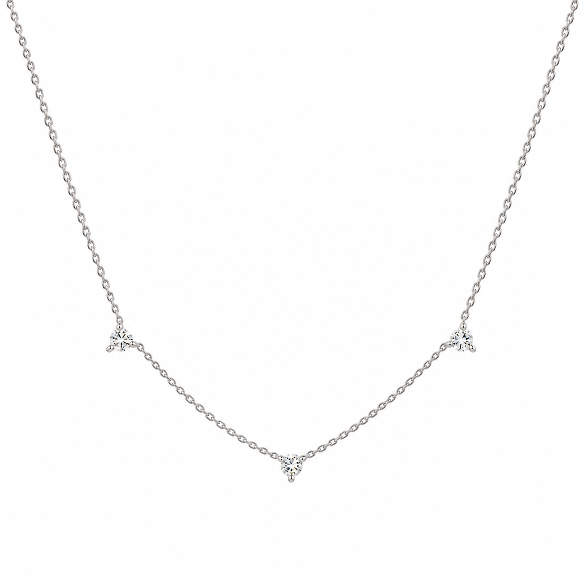 Solid Gold Tri Moissanite Necklace