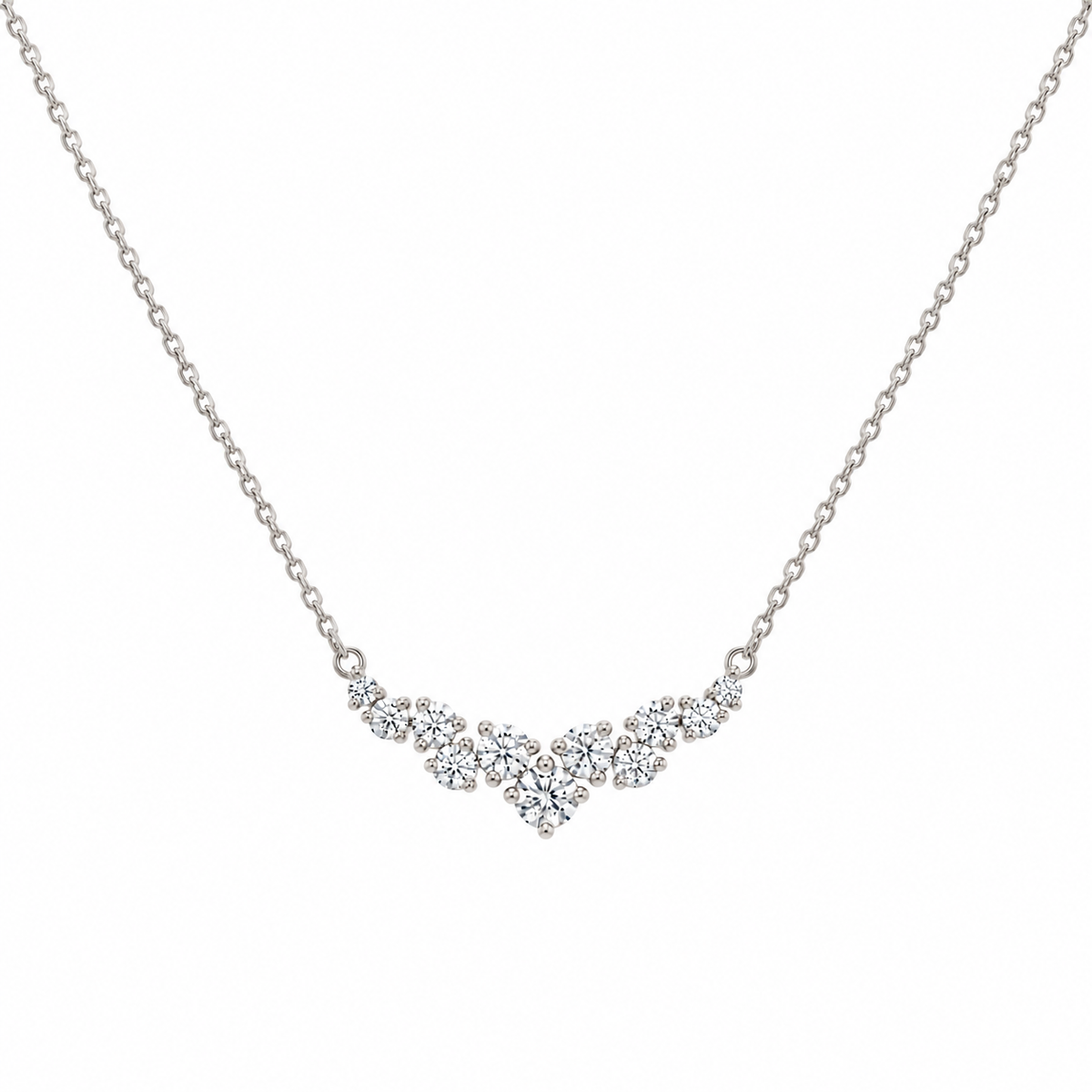 Solid Gold Cluster Moissanite Necklace