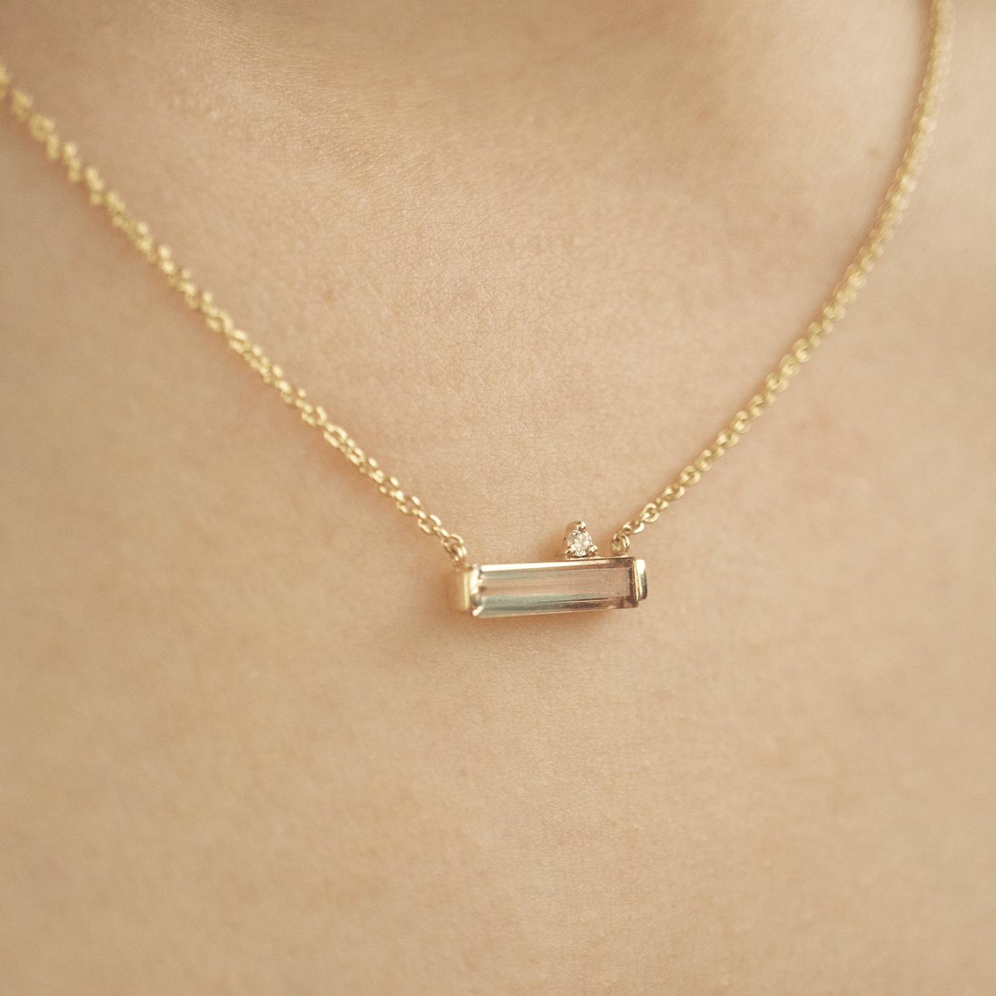 Solid Gold Bi-coloured Tourmaline and Diamond Necklace