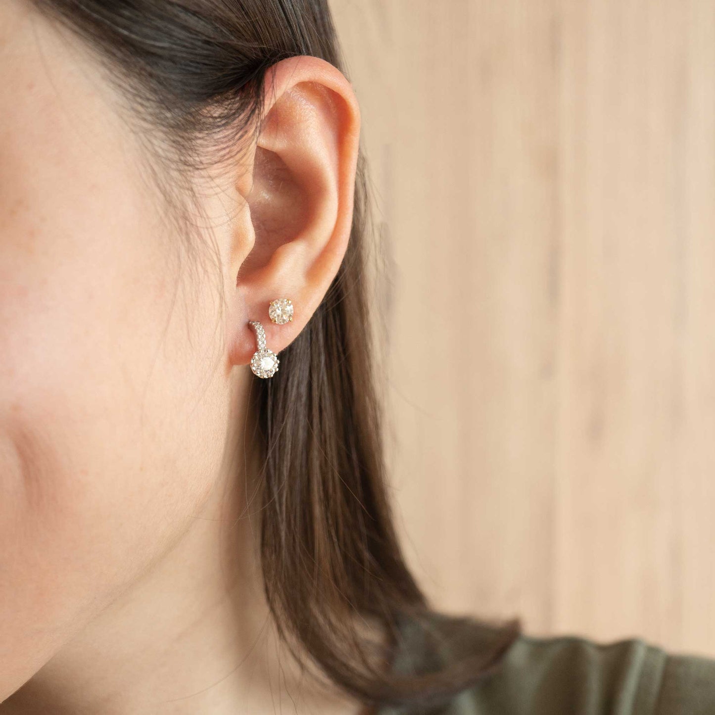 Silver round drop earrings