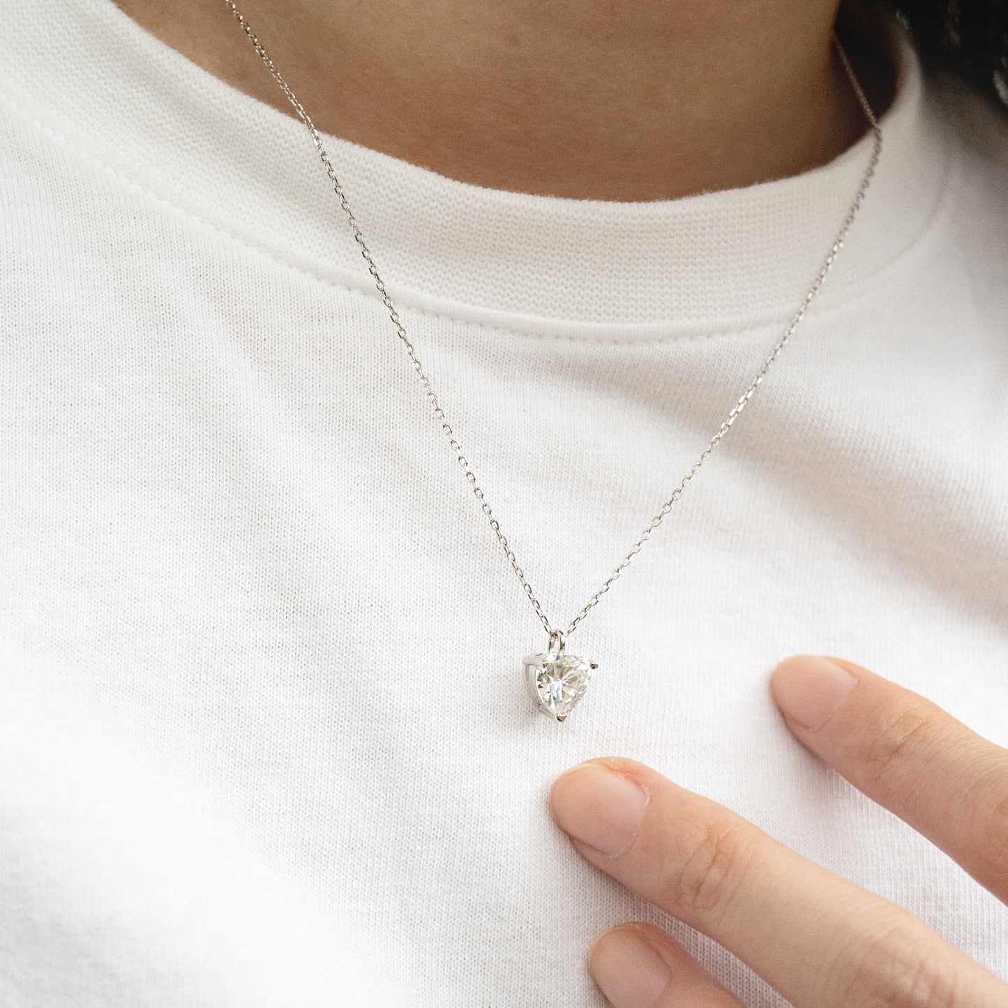 Silver Heart Moissanite Necklace