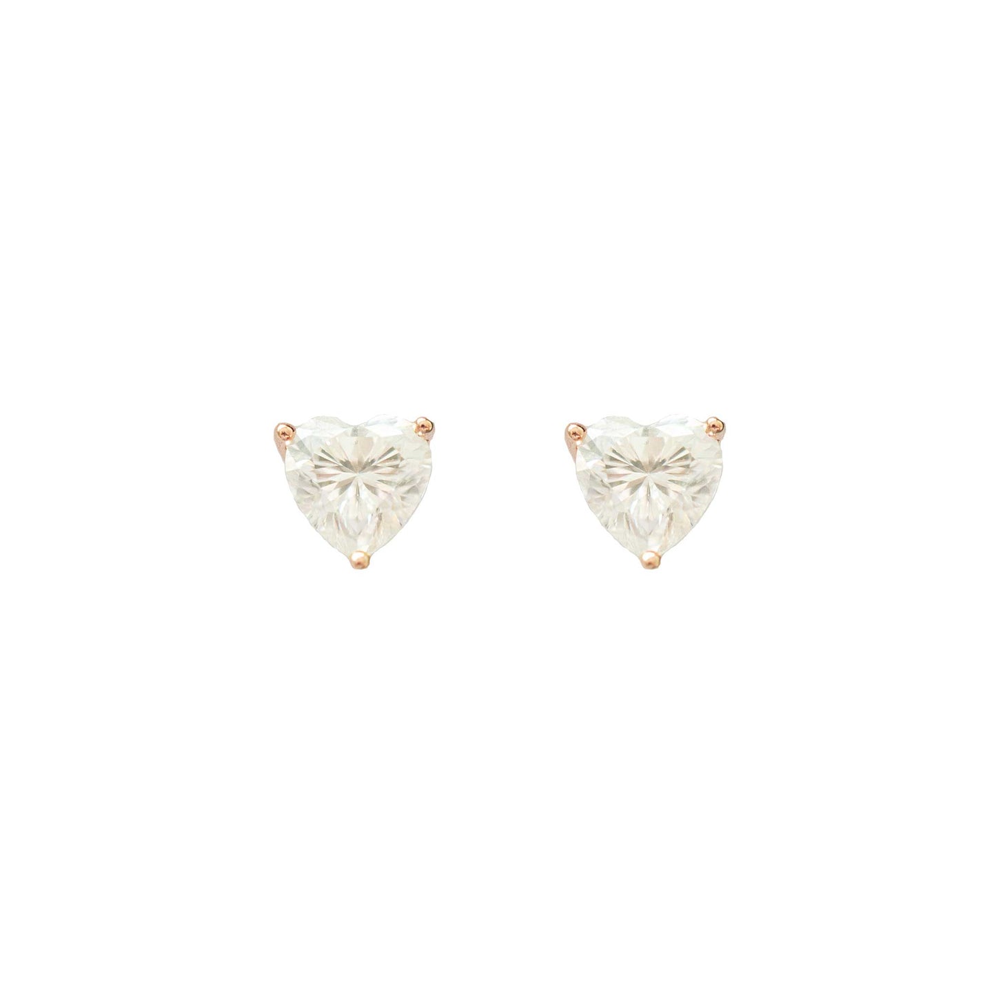 Classic Rose Heart Moissanite Studs
