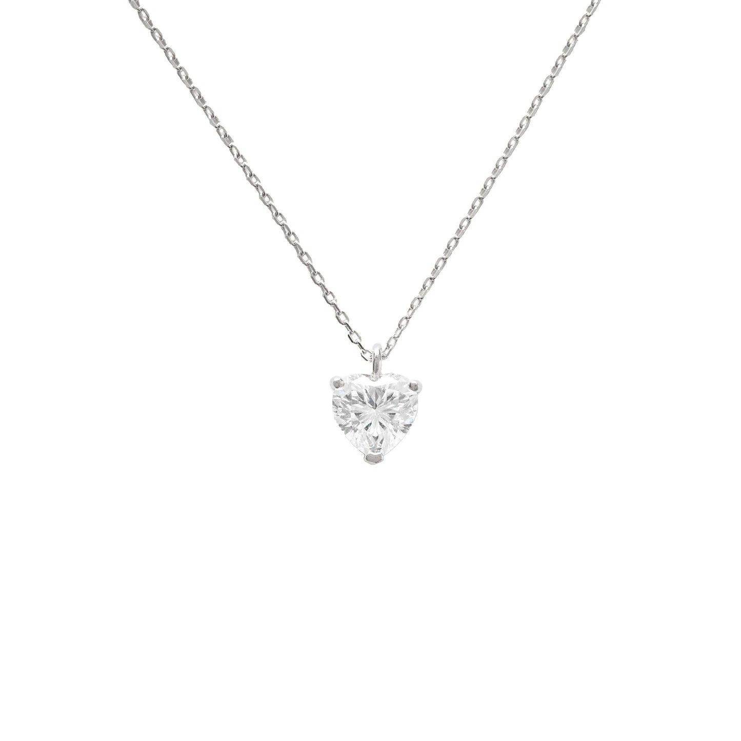 Silver Heart Moissanite Necklace