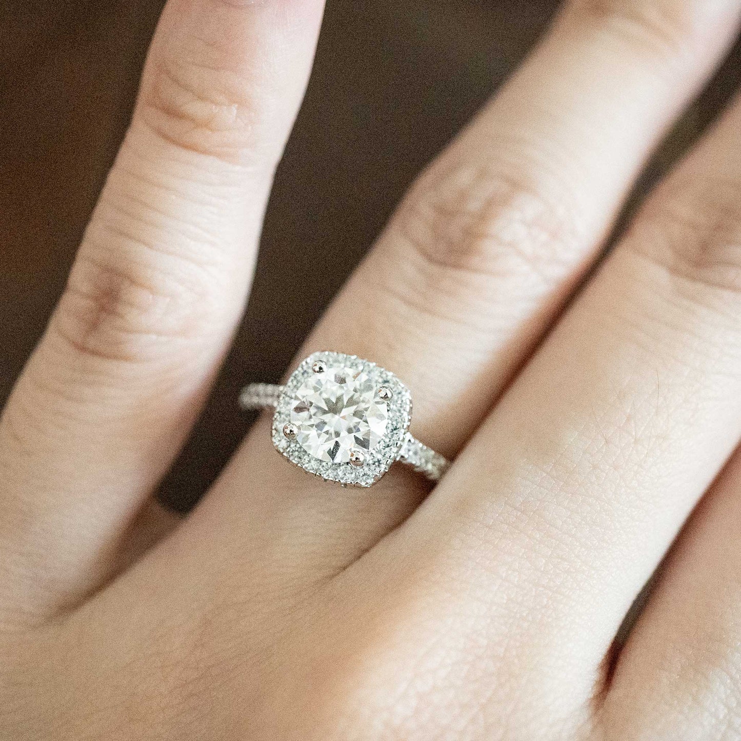 Silver Halo Rhombus Ring
