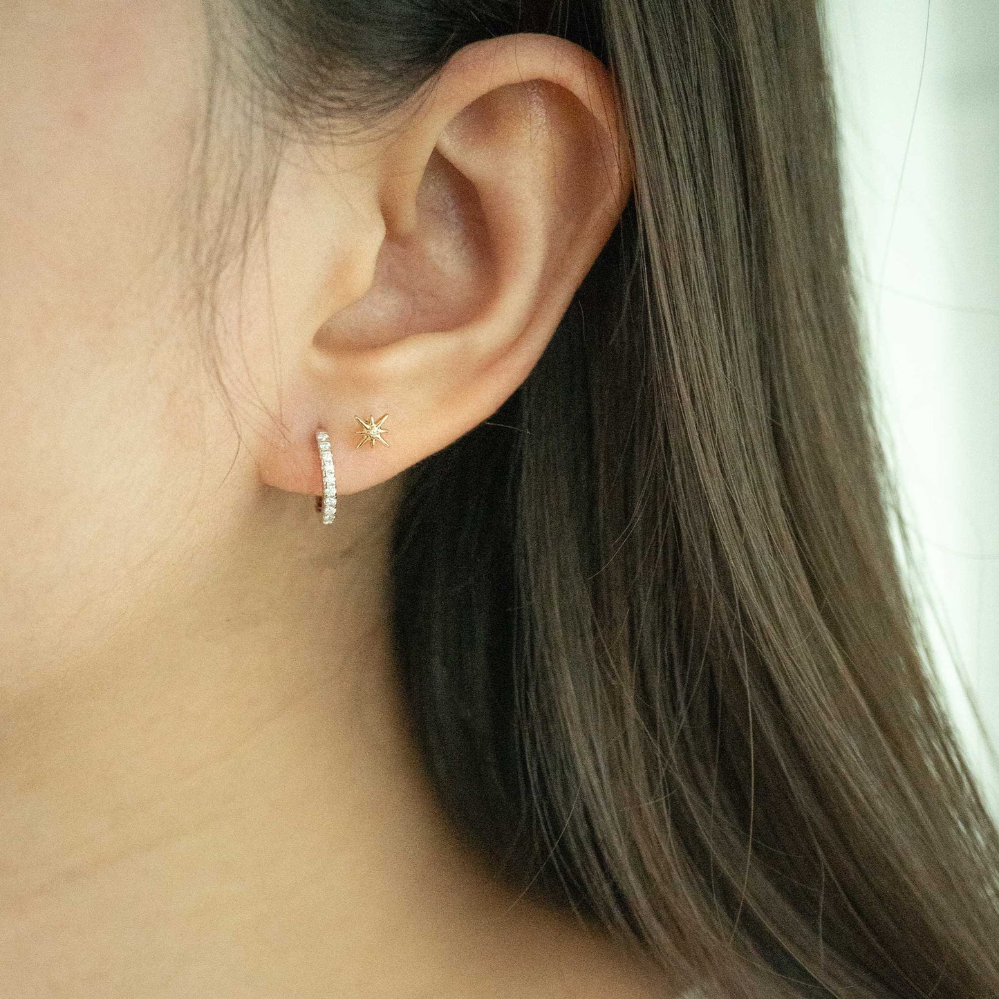 Silver Two-Way Moissanite Huggies
