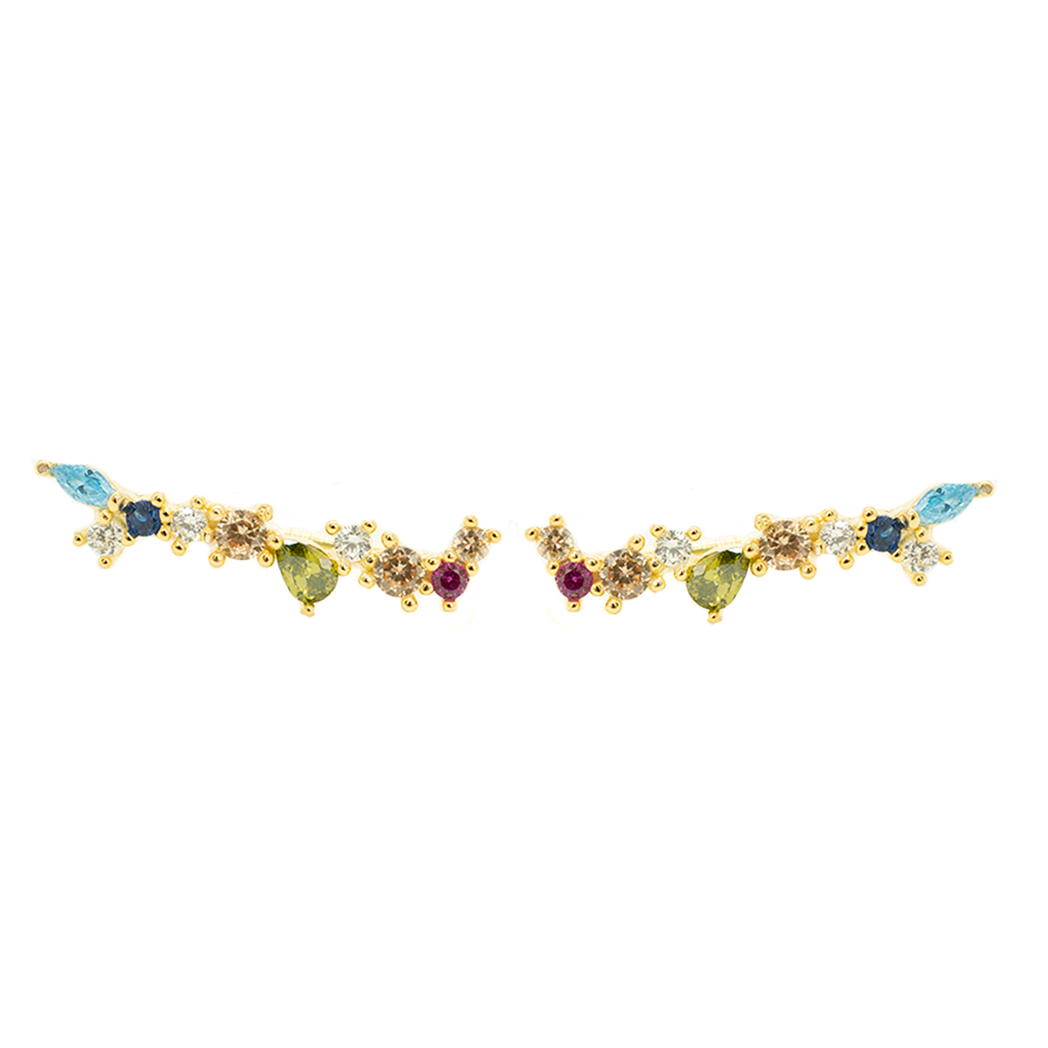 Gold Caleigh Cubic Ear Climbers - justinejewellery