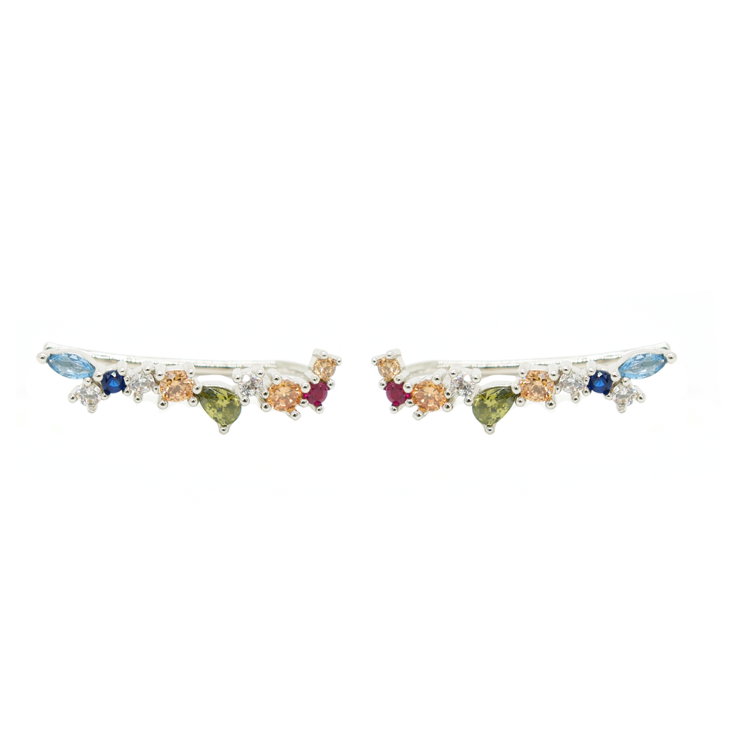 Silver Caleigh Cubic Ear Climbers - justinejewellery