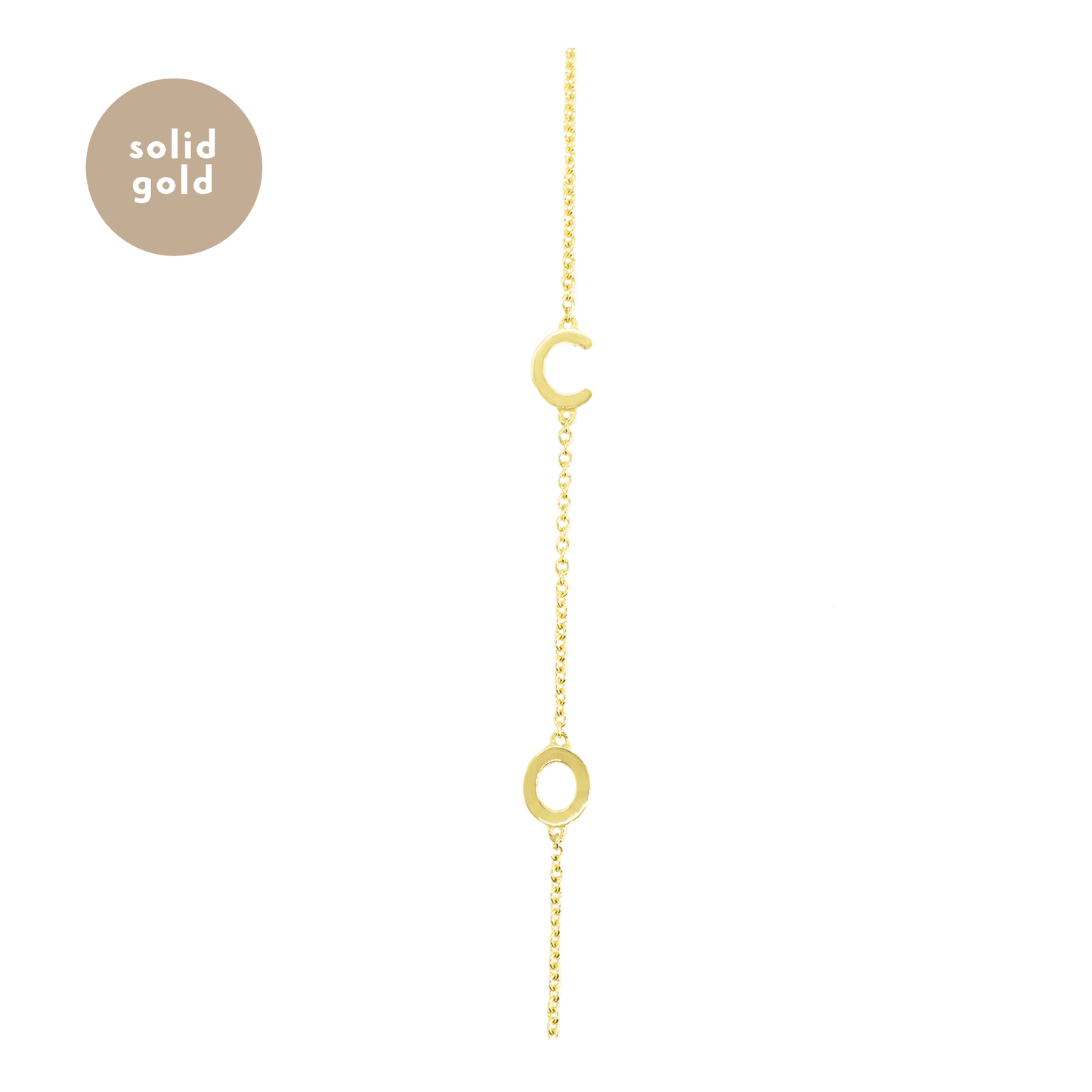 Double Solid Gold Initial Bracelet