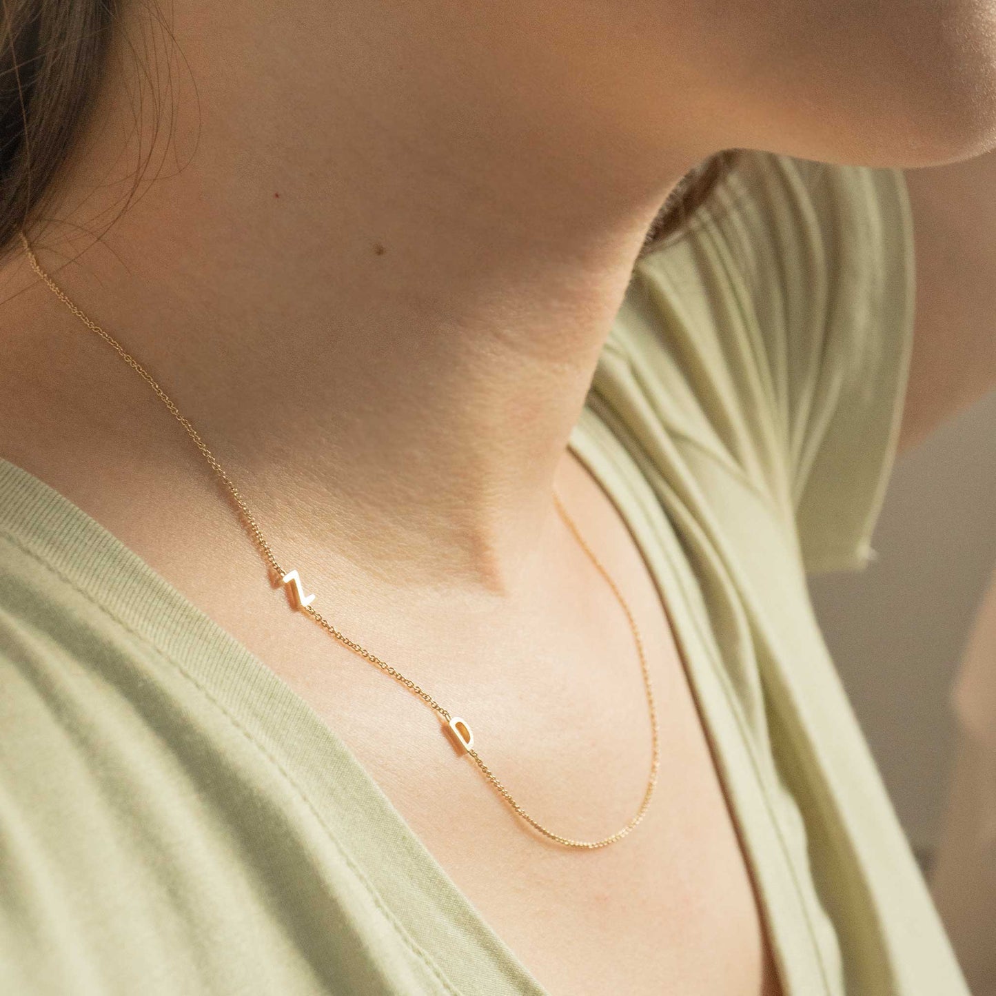 Solid White Gold Initial Necklace