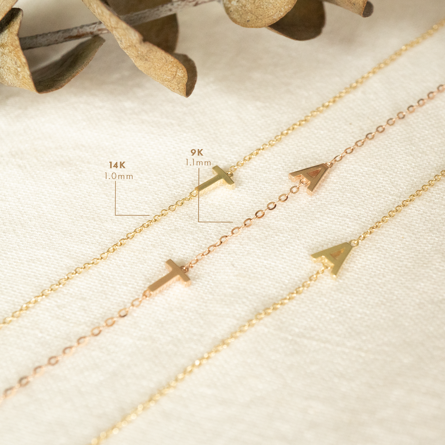Double Solid Gold Initial Bracelet