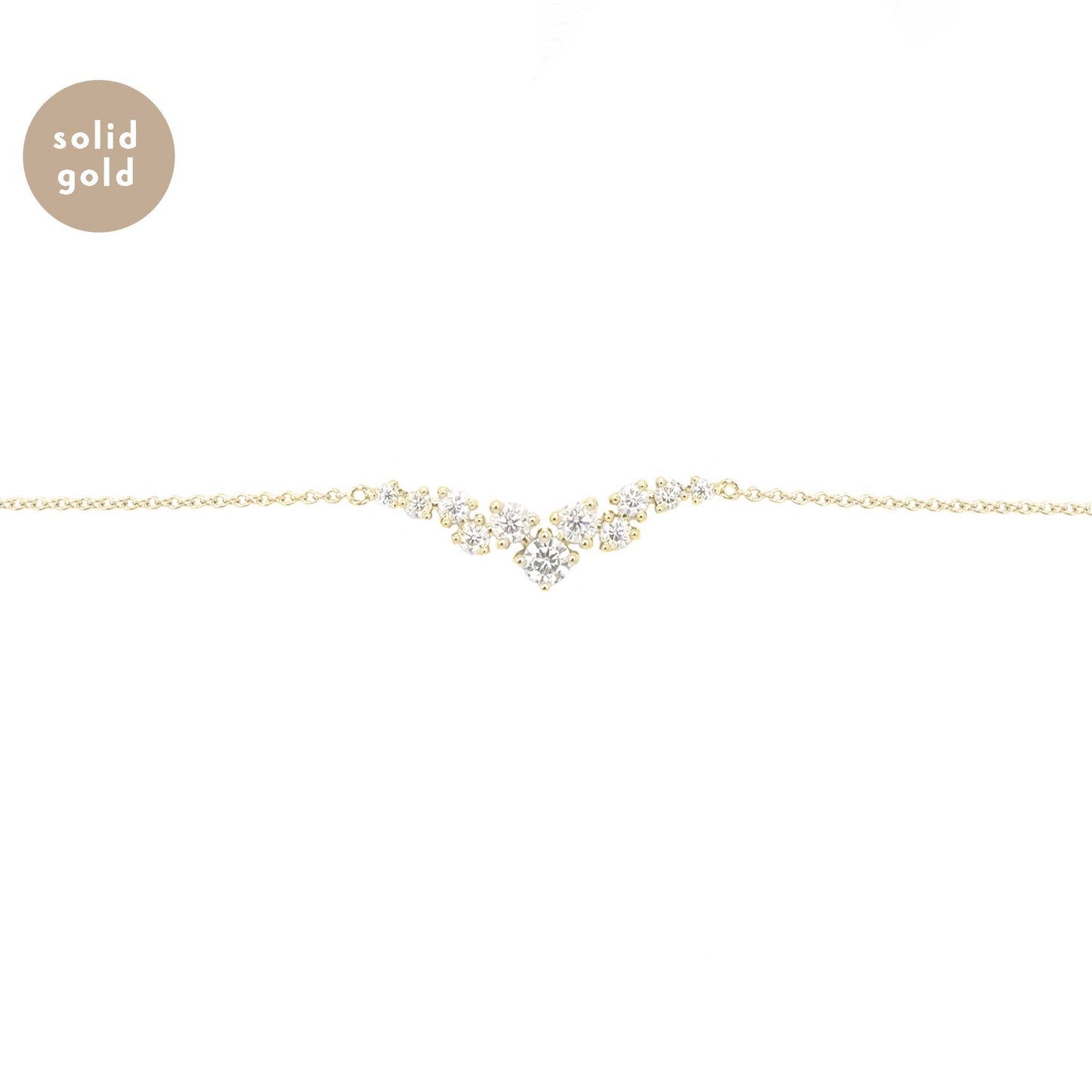 Solid Yellow Gold Cluster Moissanite Bracelet