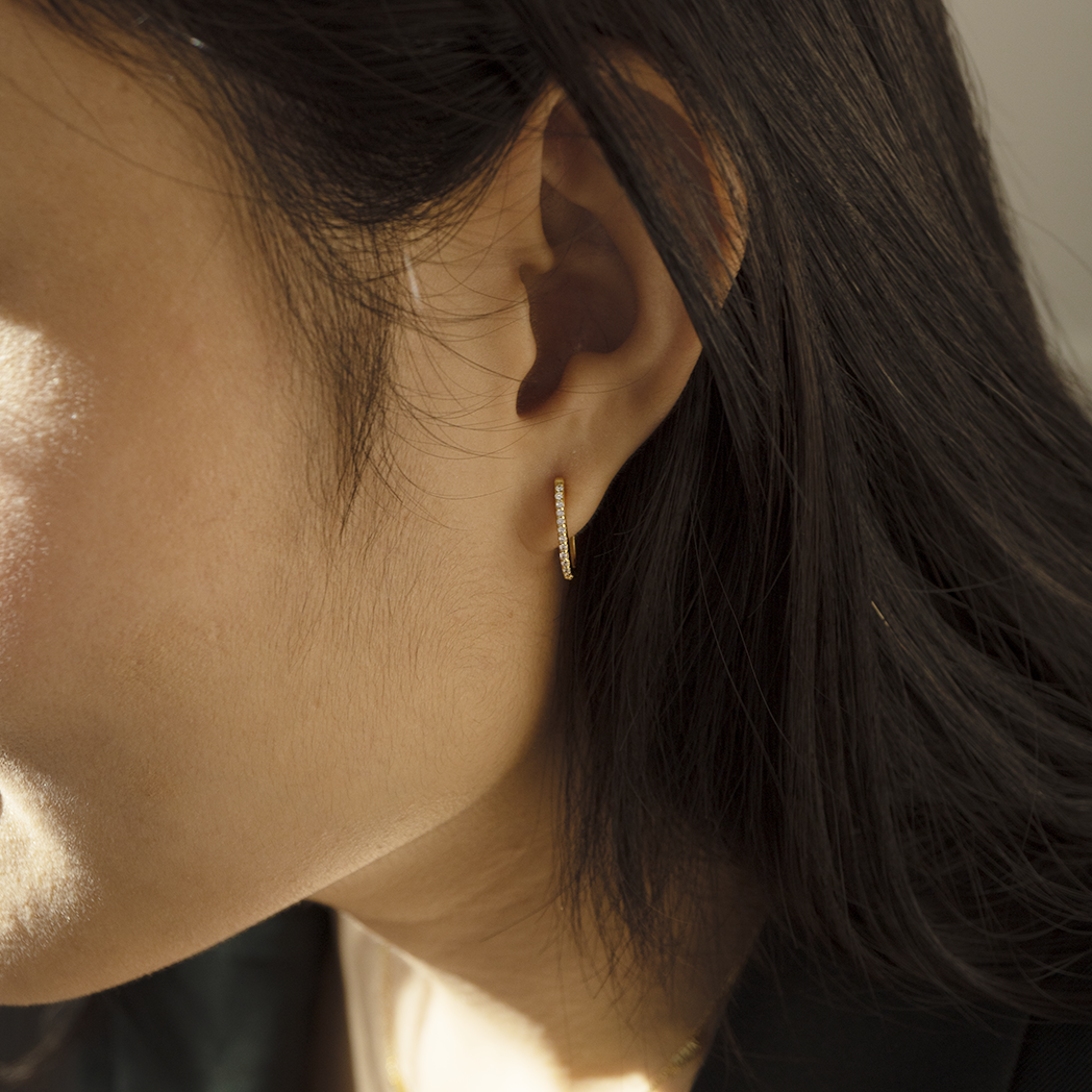 Gold Trixie Oval Cubic Earrings - justinejewellery