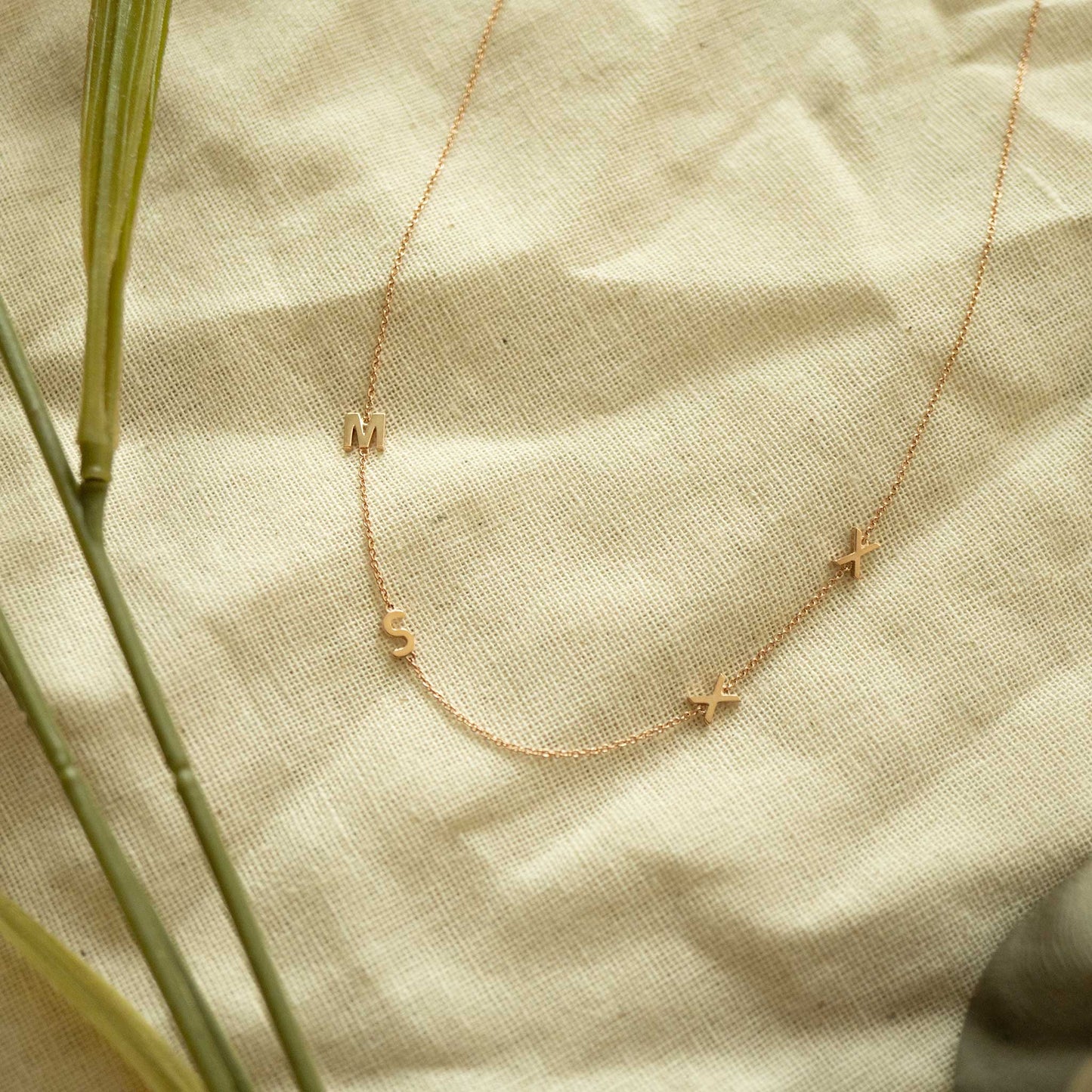 Solid Rose Gold Initial Necklace