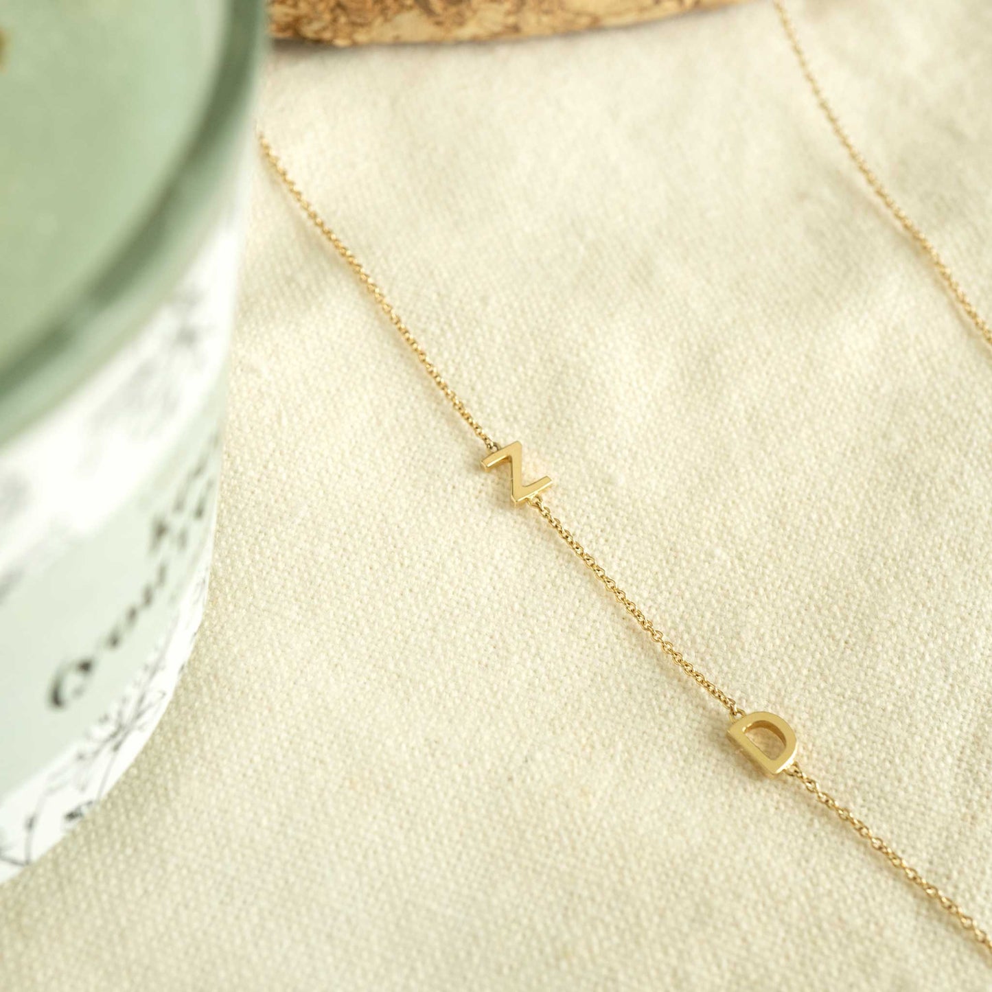 Solid White Gold Initial Necklace