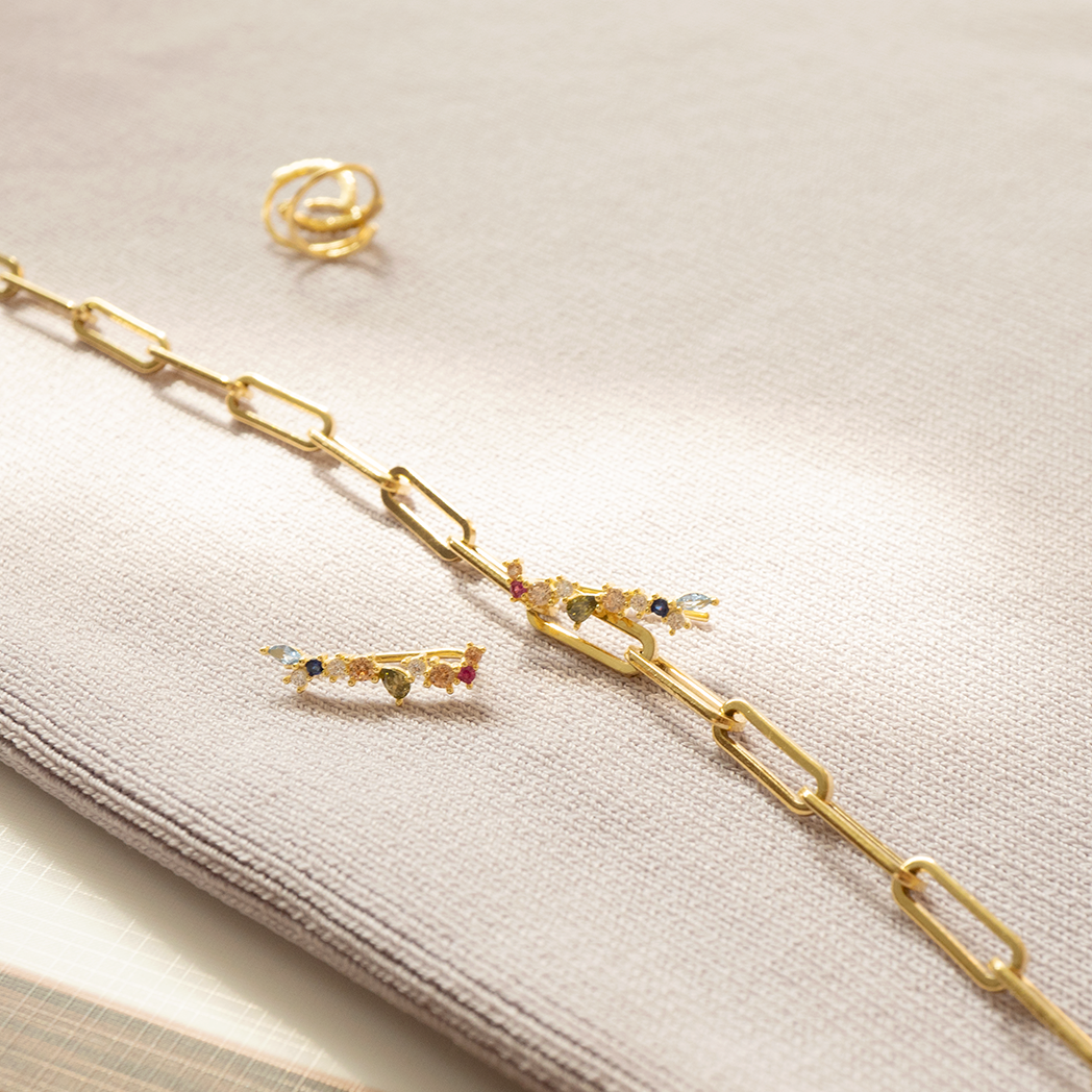 Gold Caleigh Cubic Ear Climbers - justinejewellery
