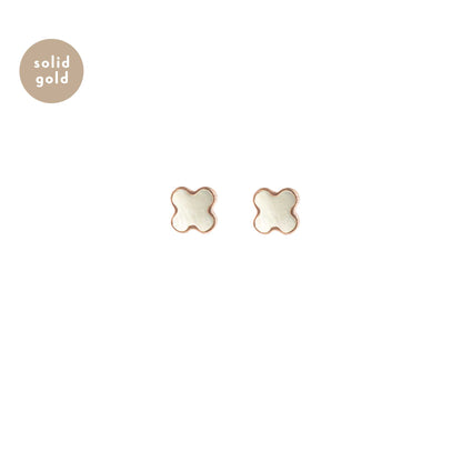 Solid Rose Gold Mother of Pearl Clover Studs