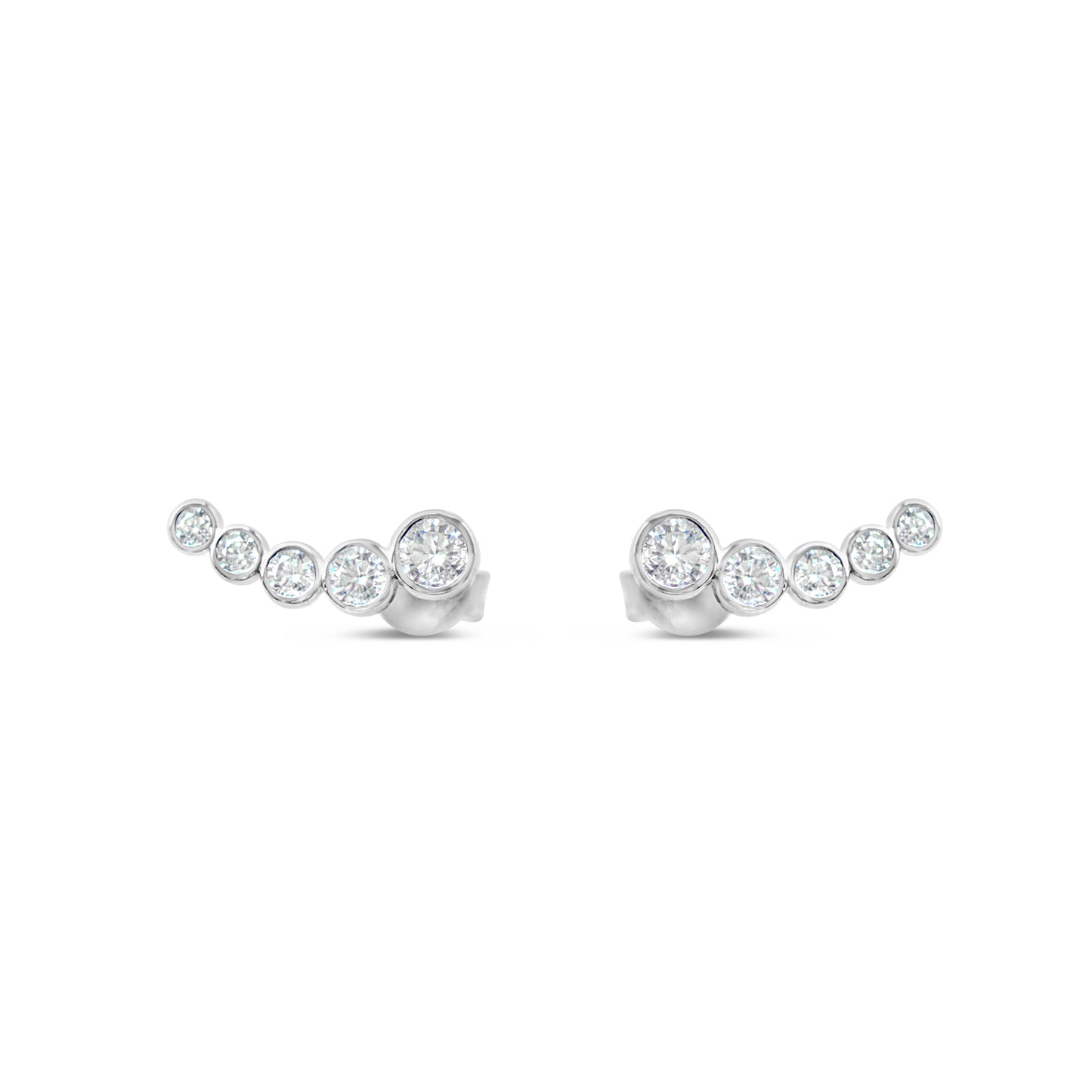 Silver Multi Cluster Bezel Moissanite Studs