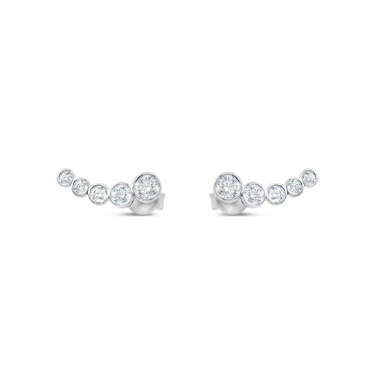 Silver Multi Cluster Bezel Moissanite Studs