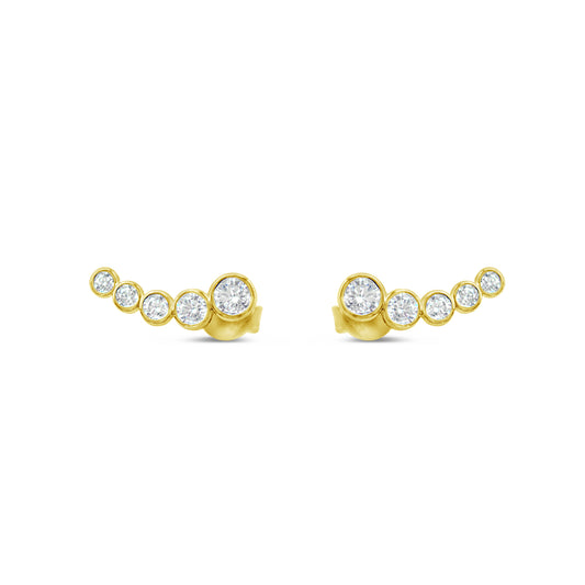 Yellow Multi Cluster Bezel Moissanite Studs