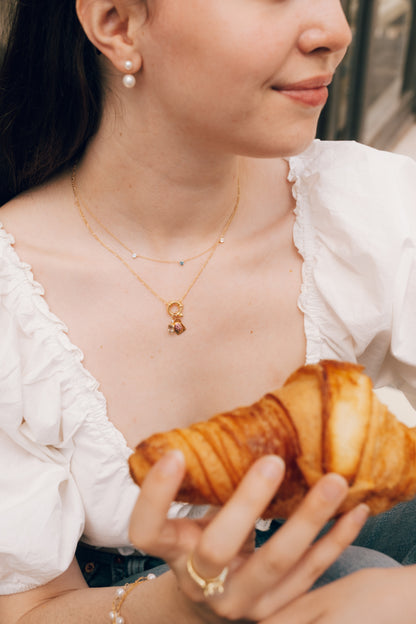 Solid Yellow Gold Tri Ombre Topaz Necklace