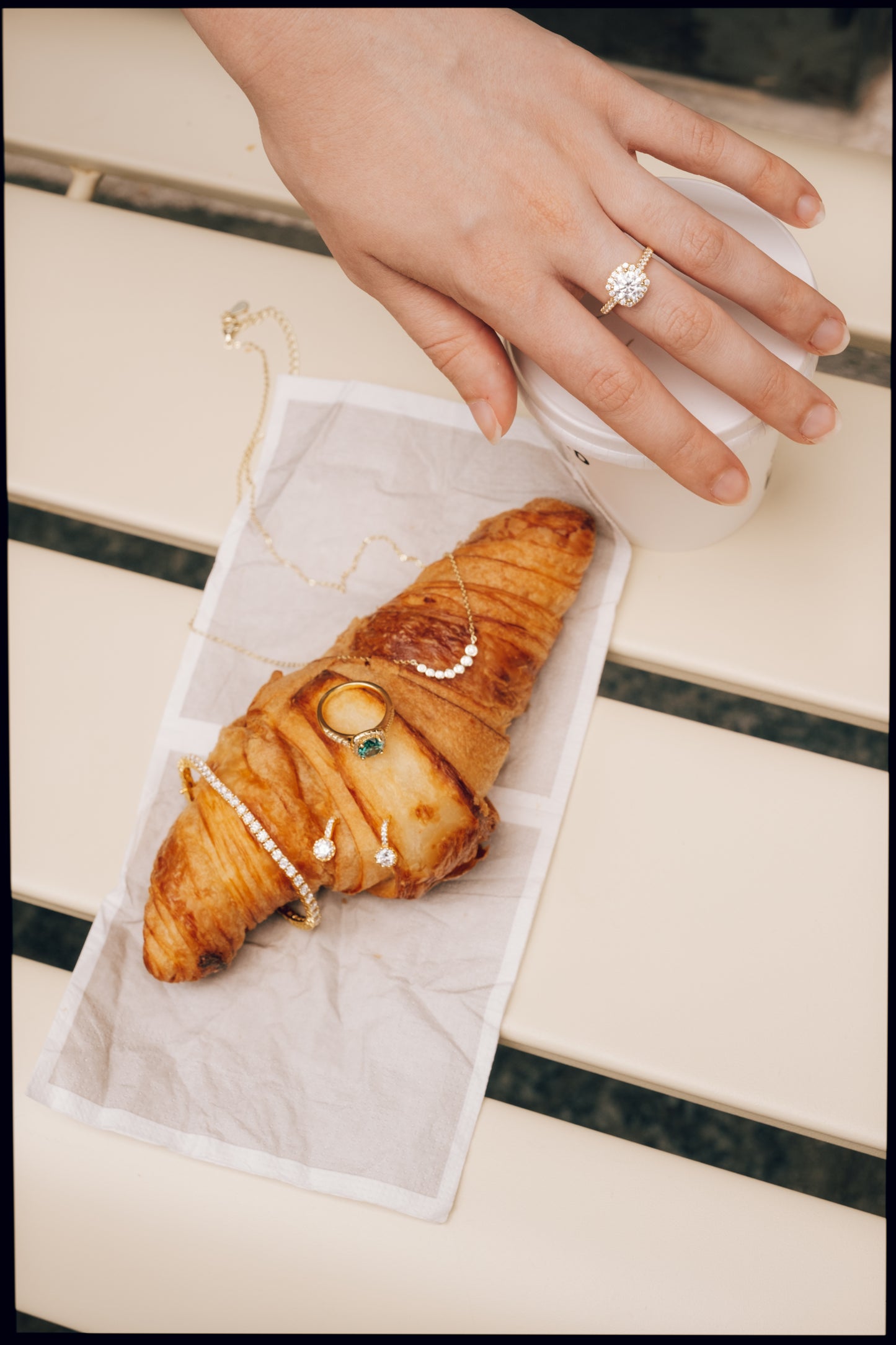 Gold Green Moissanite Rhombus Ring