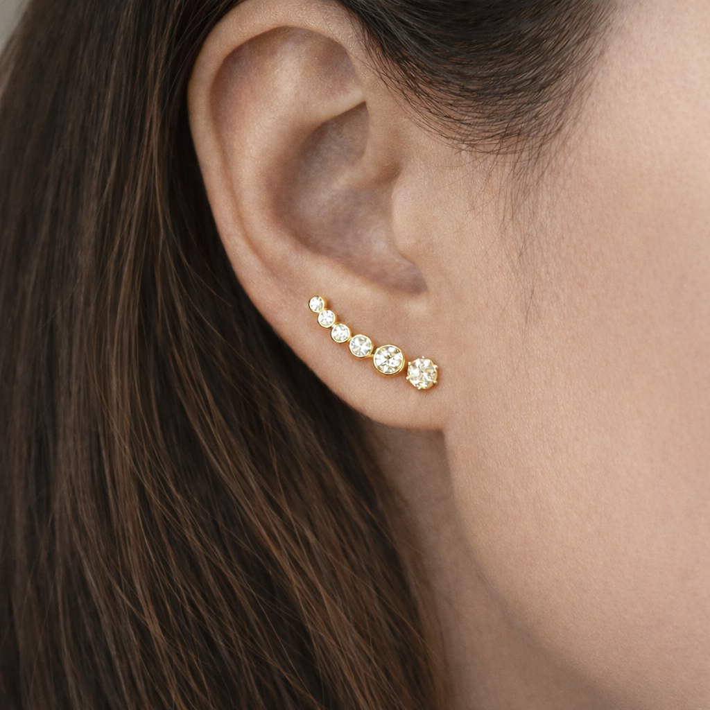 Yellow Multi Cluster Bezel Moissanite Studs