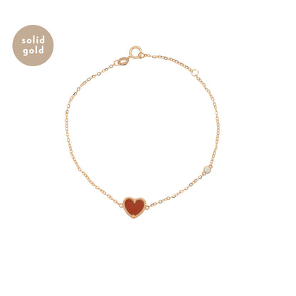 Solid Rose Gold Red Agate & Moissanite Bracelet