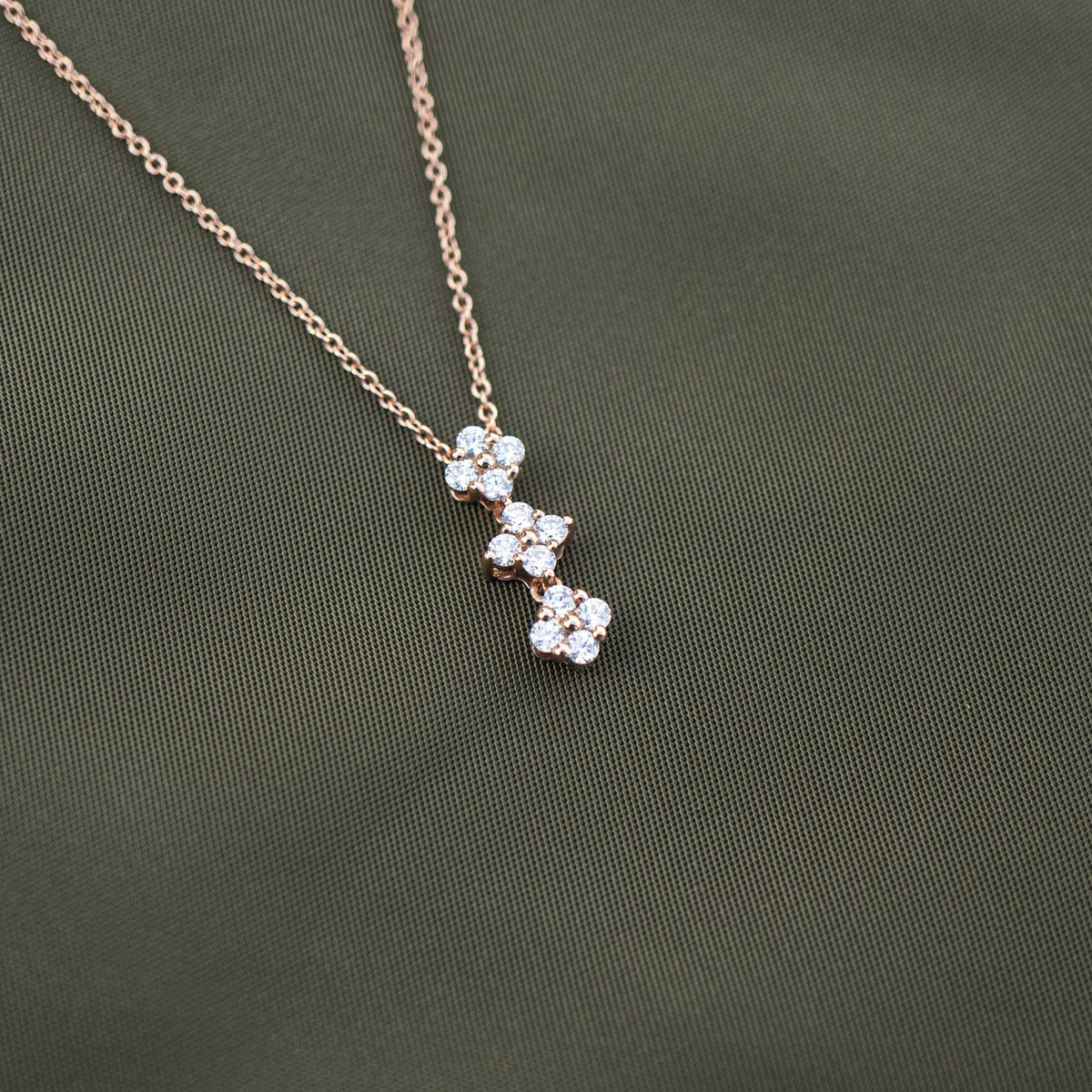 Solid Gold Multi Way Tri Clover Moissanite Necklace