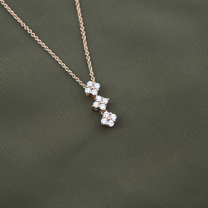 Solid Gold Multi Way Tri Clover Moissanite Necklace