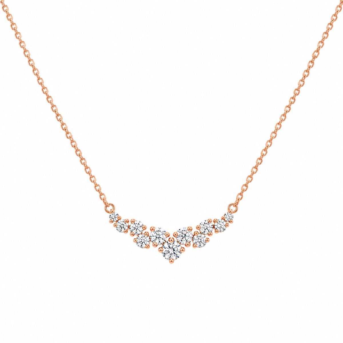 Solid Gold Cluster Moissanite Necklace
