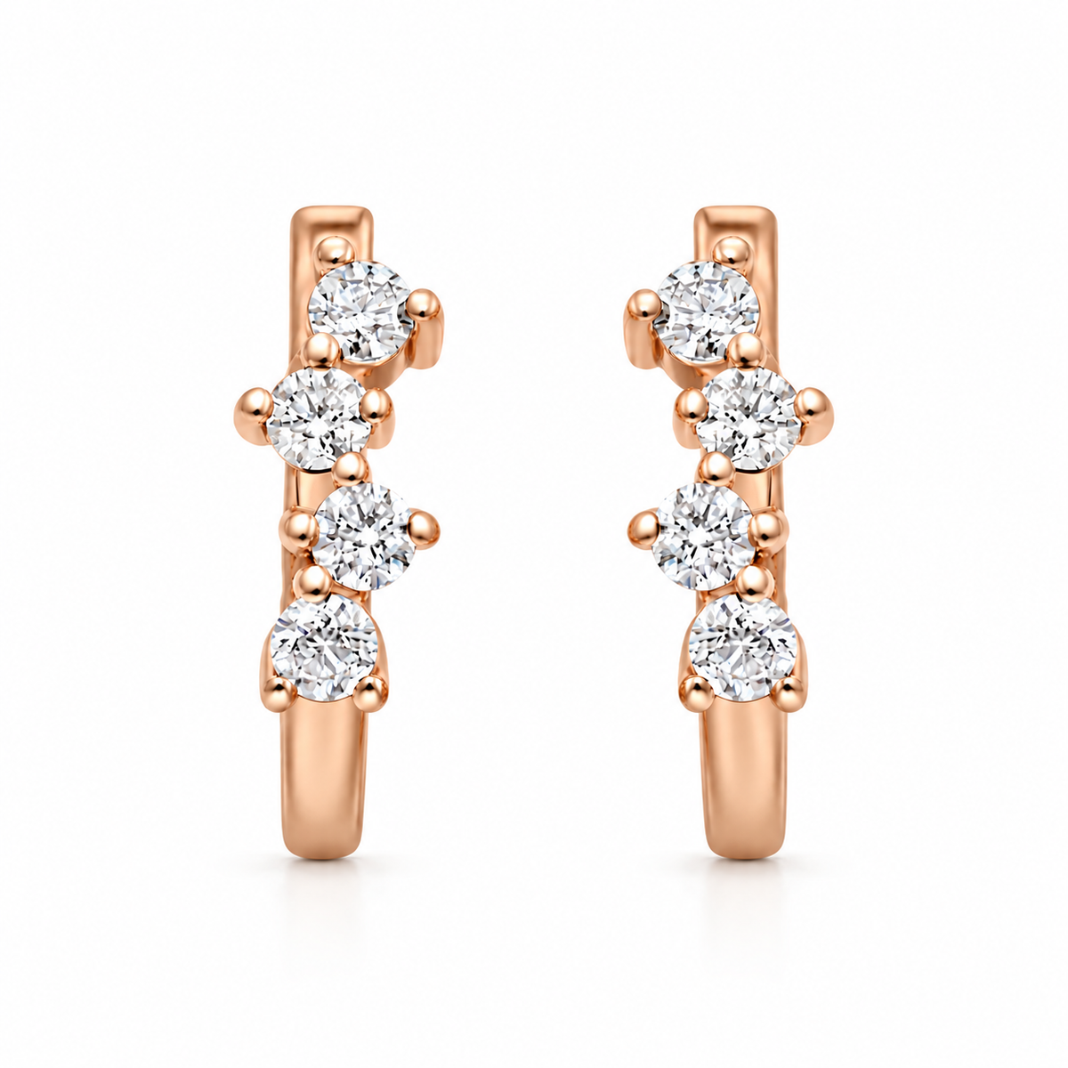 Solid Gold Cluster Moissanite Huggies