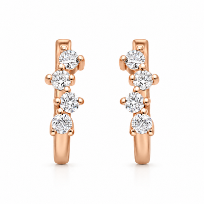 Solid Gold Cluster Moissanite Huggies