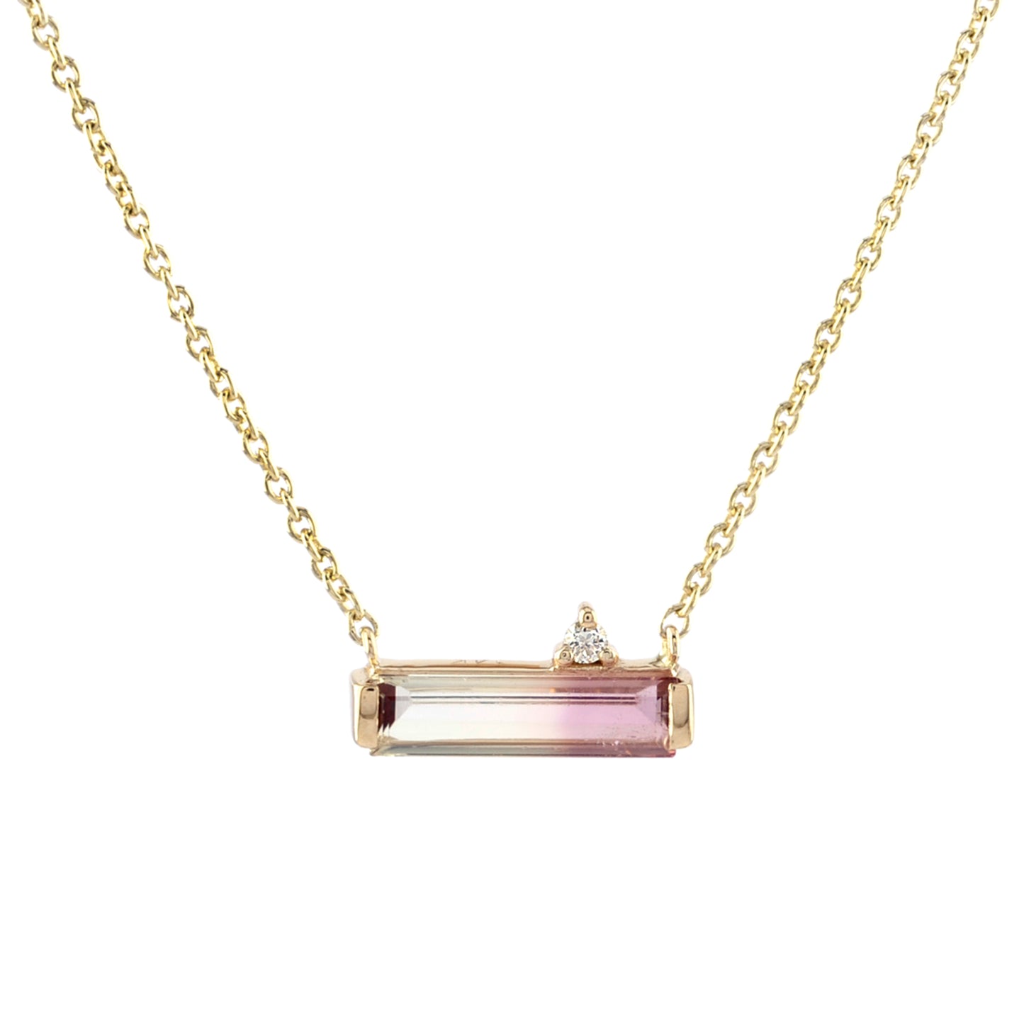 Solid Gold Bi-coloured Tourmaline and Diamond Necklace