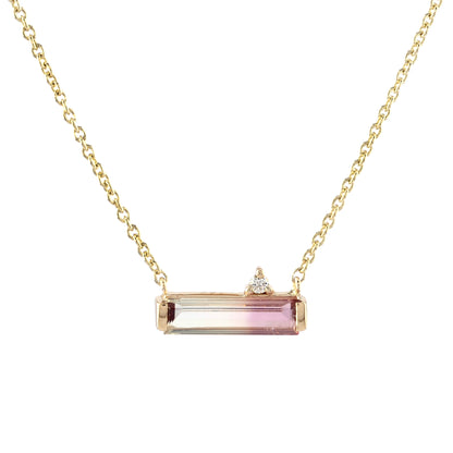 Solid Gold Bi-coloured Tourmaline and Diamond Necklace