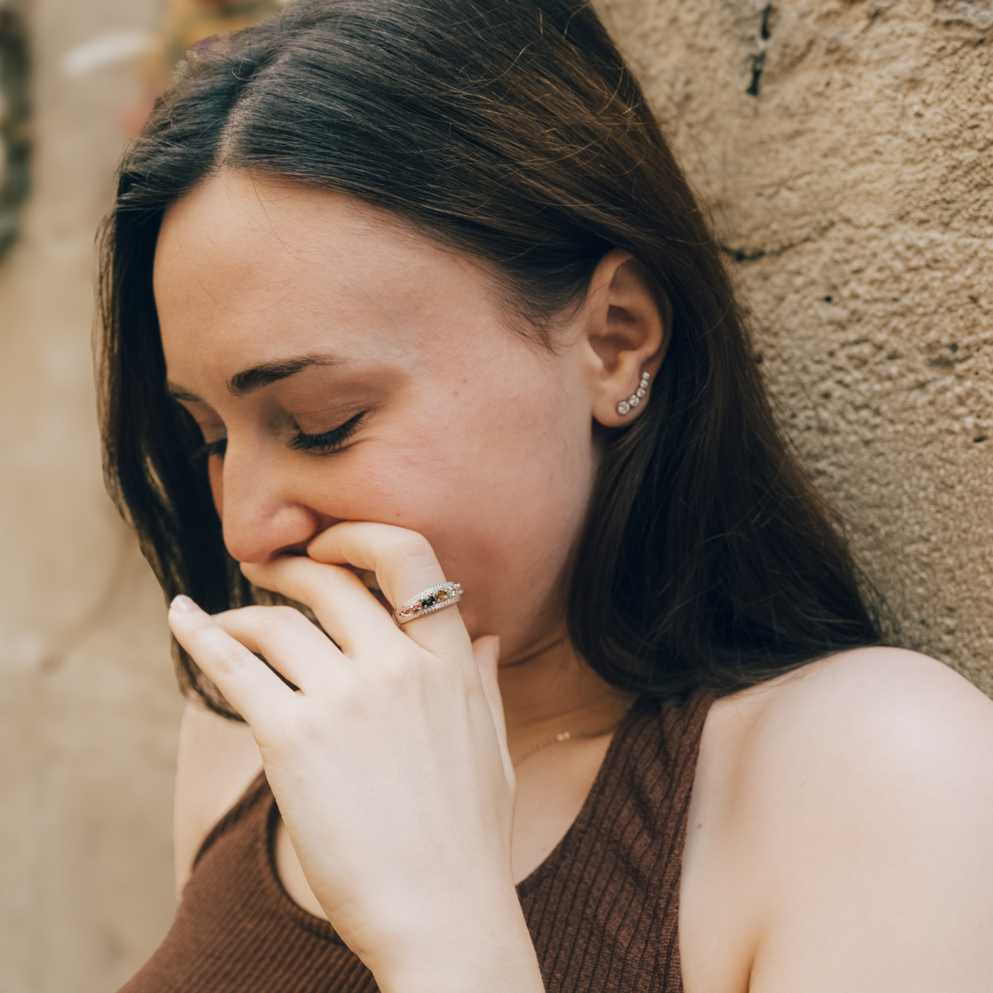 Silver Multi Cluster Bezel Moissanite Studs