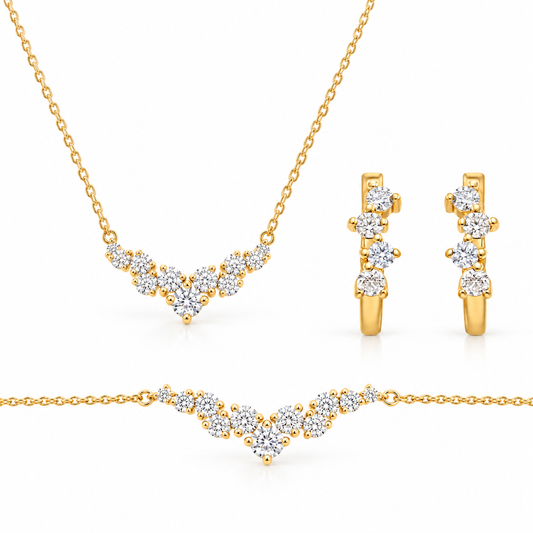 Solid Gold Cluster Moissanite Bundle