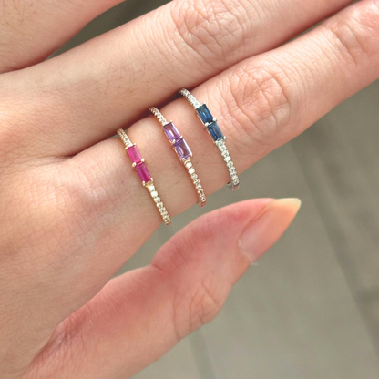 Solid Rose Gold Amethyst and Eternity Diamond Ring