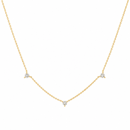 Solid Gold Tri Moissanite Necklace