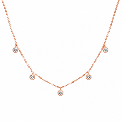 Solid Gold Five Moissanite Necklace