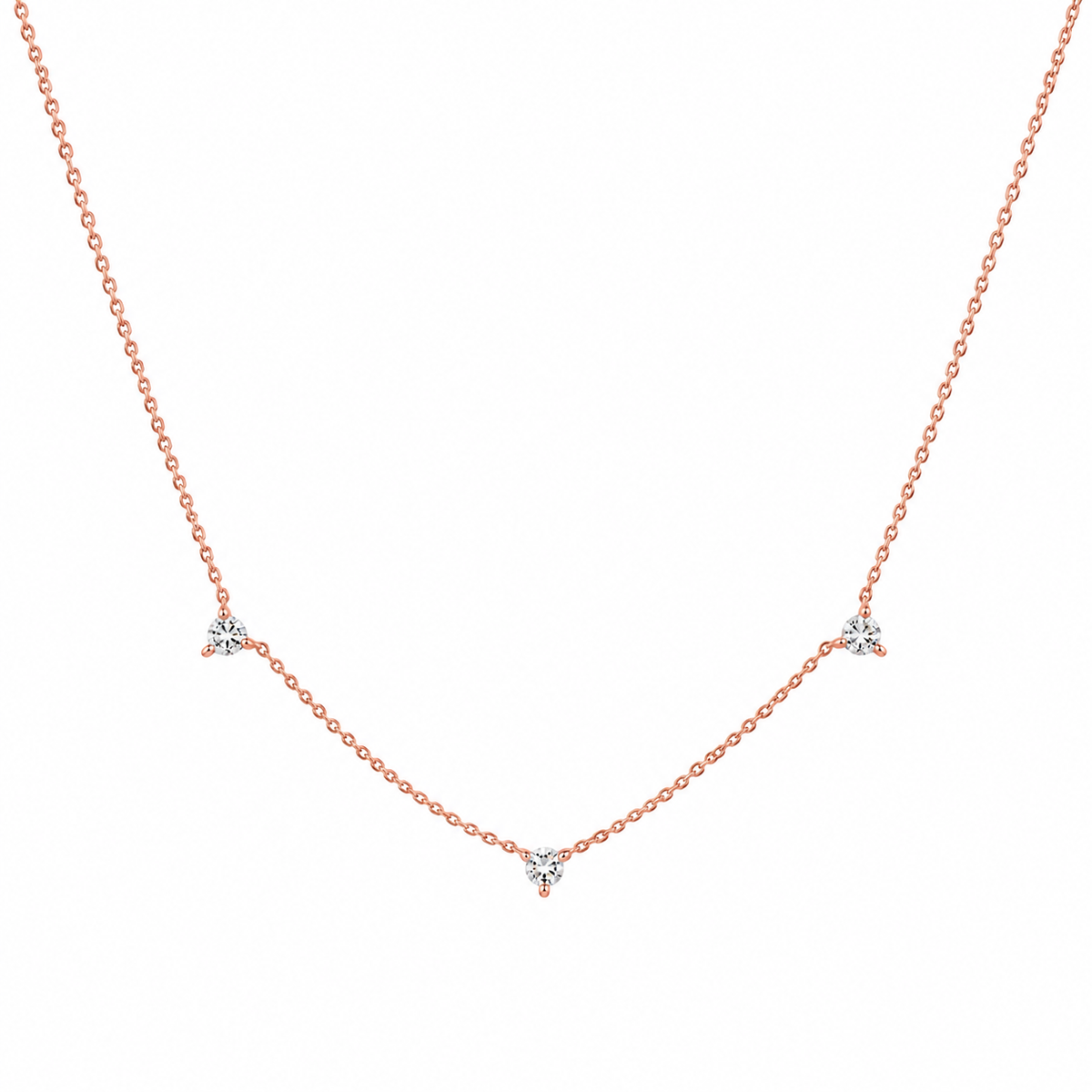Solid Gold Tri Moissanite Necklace