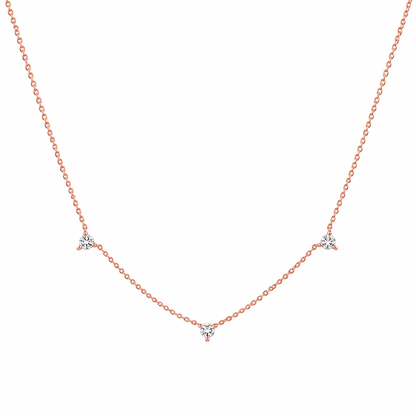 Solid Gold Tri Moissanite Necklace