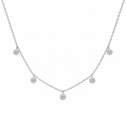 Solid Gold Five Moissanite Necklace