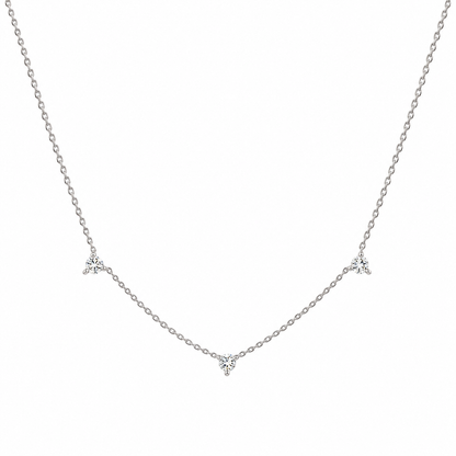 Solid Gold Tri Moissanite Necklace