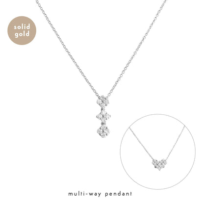 Solid White Gold Tri Clover Moissanite Necklace