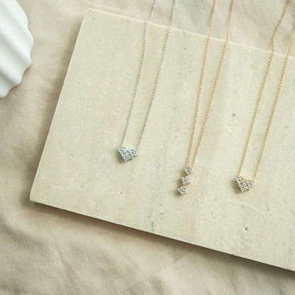 Solid Gold Multi Way Tri Clover Moissanite Necklace
