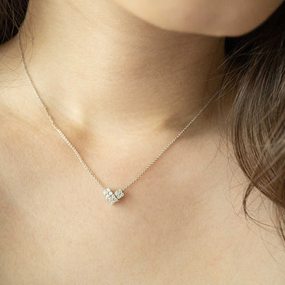 Solid White Gold Tri Clover Moissanite Necklace