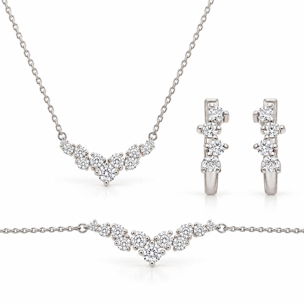 Solid Gold Cluster Moissanite Bundle