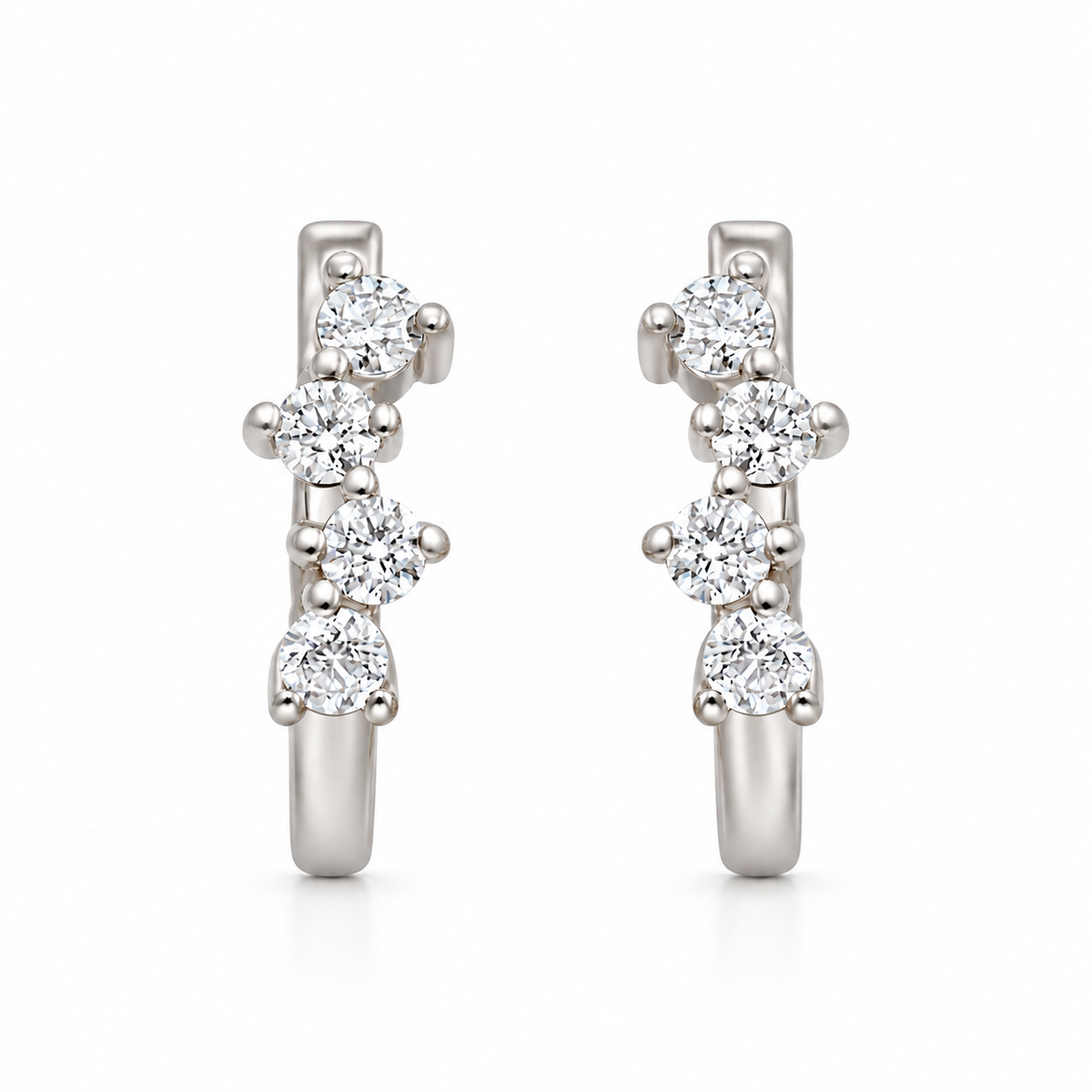 Solid Gold Cluster Moissanite Huggies