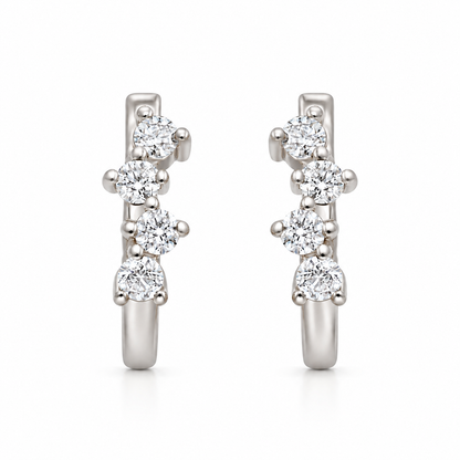 Solid Gold Cluster Moissanite Huggies